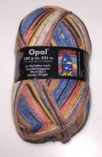 100g ball of OPAL HUNDERTWASSER Superwash 4ply Fingering Weight sock yarn 2103