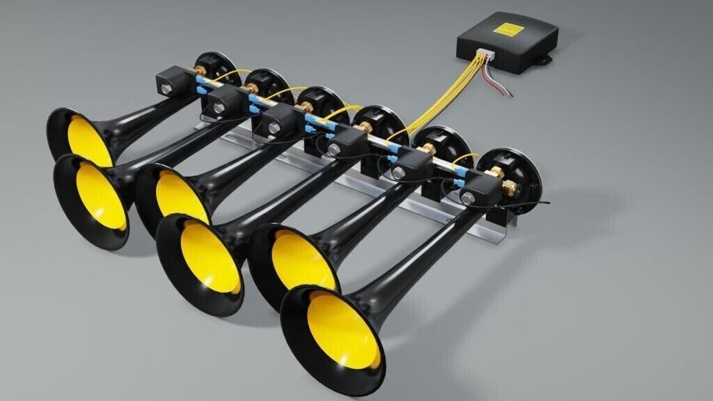 Air BASURI 6 trumpets 18 melody 130dB incl. BABY SHARK Horn Truck