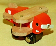 WOW TOYZ BIPLANE WOODEN WOOD AIRPLANE ORANGE YELLOW THOMAS TANK BRIO M7963.