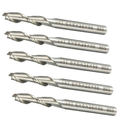 5Pcs 6mm Extra Long 2 Flute HSS Aluminium End Mill Cutter CNC Bits Extended Tool