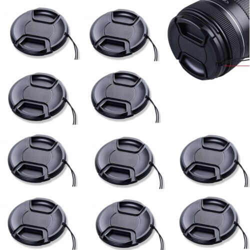 10PCS 58mm Center-Pinch Snap-On Front Lens Cap with Cord for Nikon Pentax Sony - Afbeelding 1 van 4