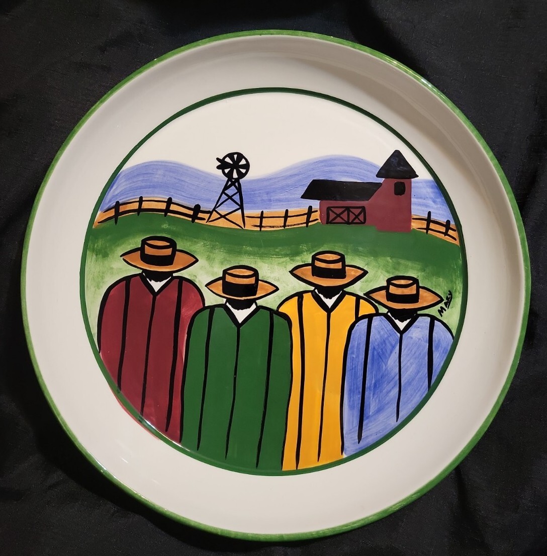 Vintage Ranchero Horsemen Gaetano Pottery USA Large 15 1/2” Bowl Signed