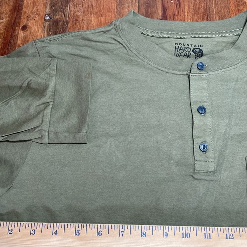 Mountain Hardwear Shirt Mens Large Green Henley Long Sleeve Cotton Ridge - Picture 12 of 16