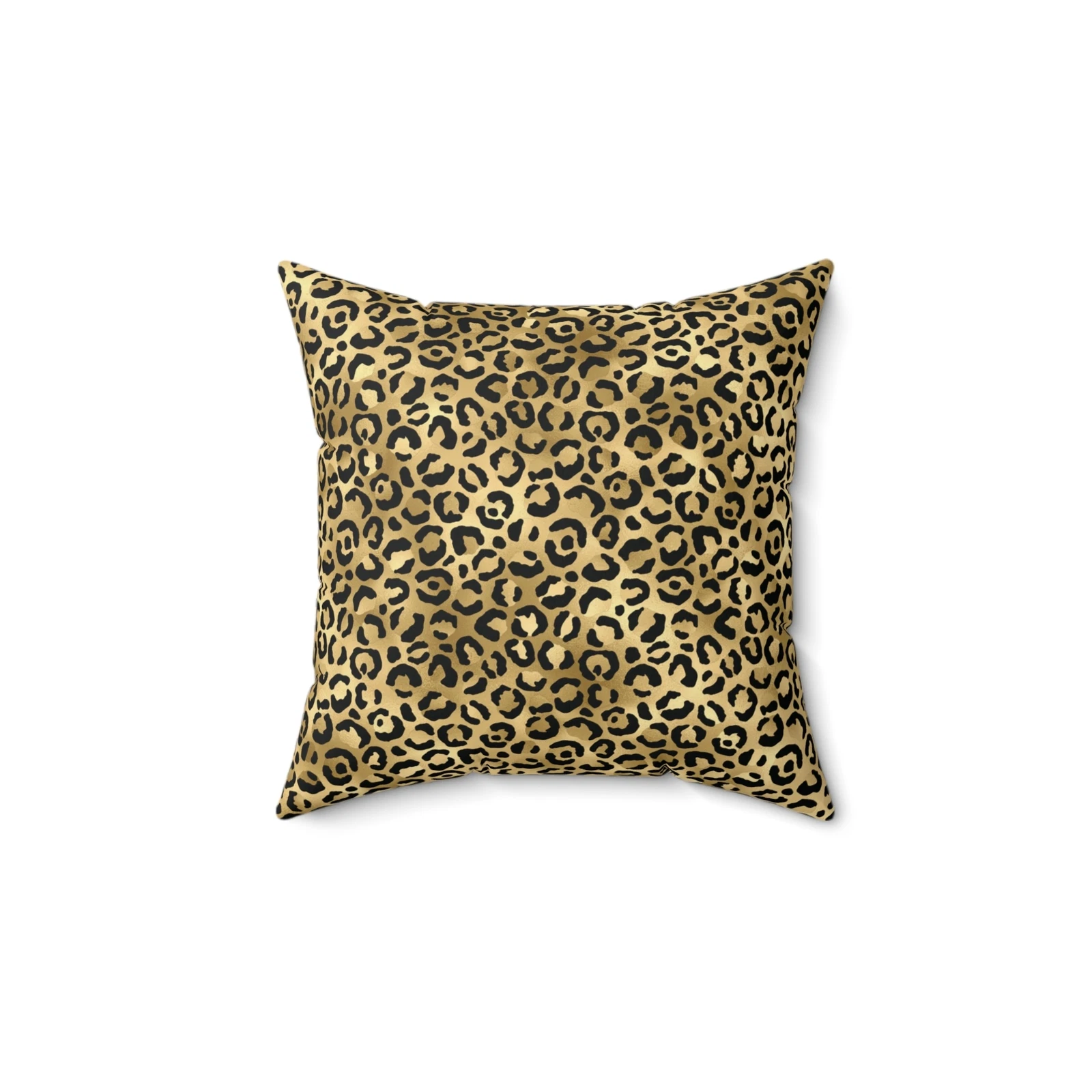 Gold Leopard Print Spun Polyester Square Throw Pillow