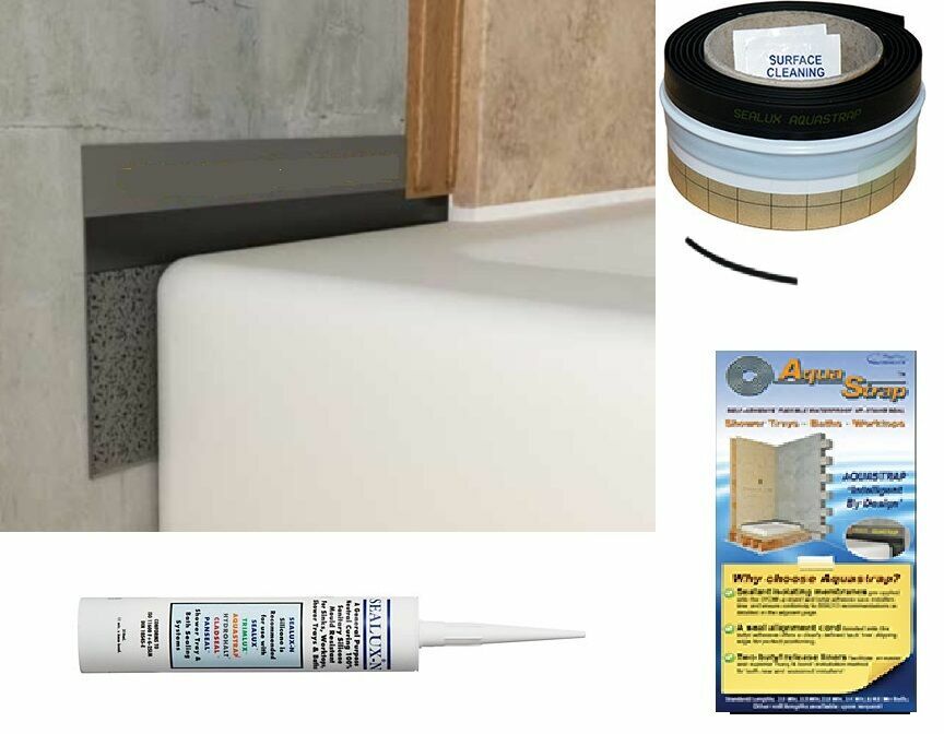 AQUASTRAP Shower Tray Seal Tile UpStand Flexible SEALUX Bath Seal AQUA