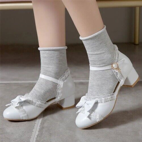 HighHeel Mary Jane Pumps Party Hochzeit String Perlen Schleife Prinzessin Lolita Schuhe - Bild 2 von 15