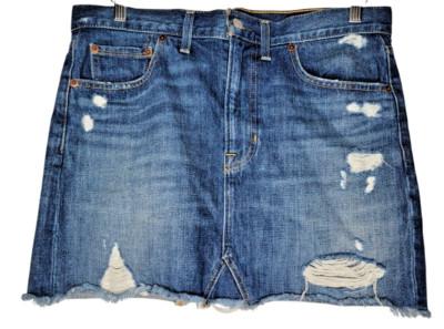 Frye Priva Women s Distressed Blue Jean Denim Skirt Size 28