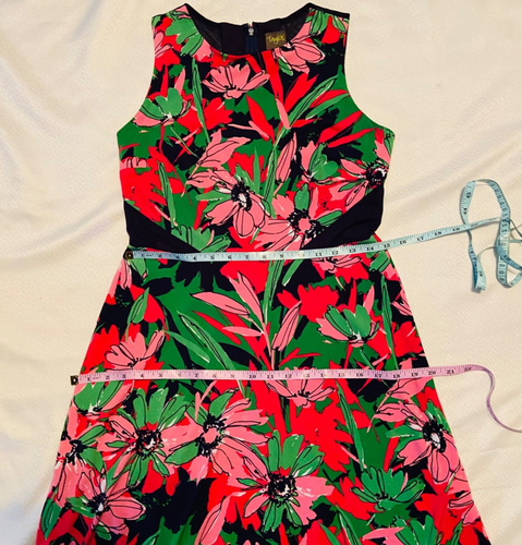 Maxi abito donna Taylor taglia 6 girocollo floreale rosa verde nero vestibilità rilassata - Foto 8 di 13