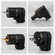 Hifi Right Angle Power Plug US EU AC Connector IEC C15 Female Copper Adapter NEW