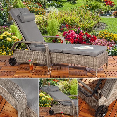 Tuin En Terras Gartenliege Sonnenliege Liegestuhl Loungeliege Polyrattan Rattan Liege Grau Ligstoelen Thinkinganglicans Org Uk