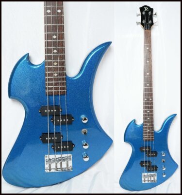 Electric Bass Guitar B.C. Rich Mockingbird Metallic Blue Made in