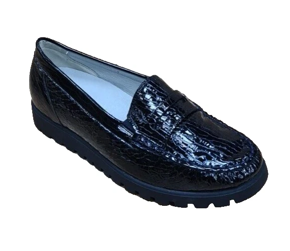 Navy patent shoes wide clearance fit