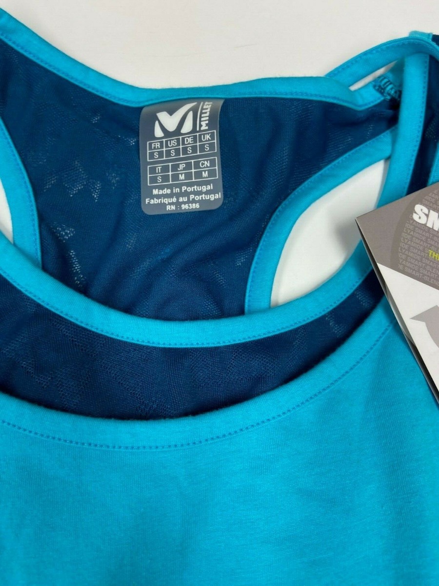 のの $60 Millet Stone Activewear Top Built in Bra Sz S, M, L NWT Blue