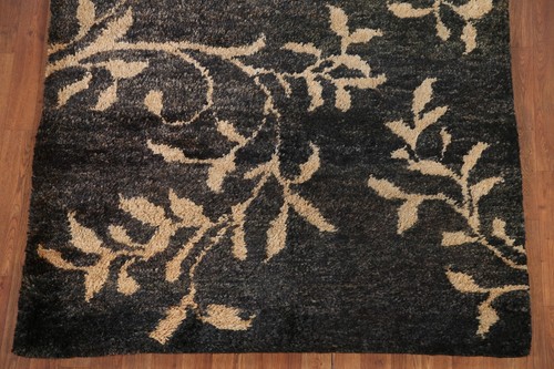 Black/ Beige Nature Print Moroccan Oriental Area Rug 5'x7' Jute Hand-knotted Rug - Picture 5 of 12