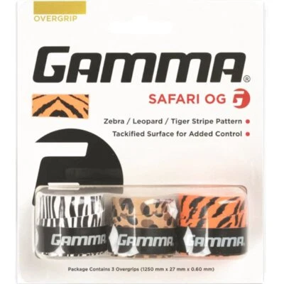 Gamma Overgrip Griffband Safari 3er-Pack, Zebra, Tiger, Leo, Tennis
