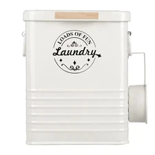Metal Laundry Detergent Powder Container Dispenser w/ Scoop for Laundry Room