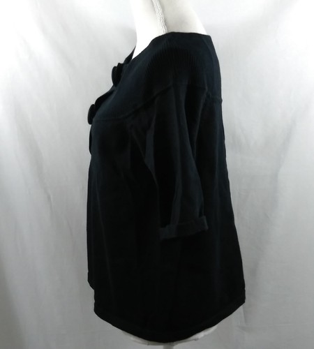 Kenar Sweater Black Short Sleeve Peasant Boho large buttons Size Small - Picture 5 of 7