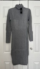 NWT NEW Lulu’s Sheerah Grey Midi Turtleneck Sweater Dress XS