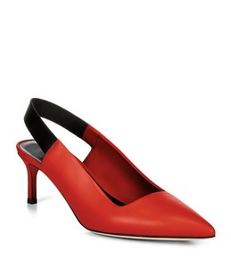 red kitten heel slingback shoes