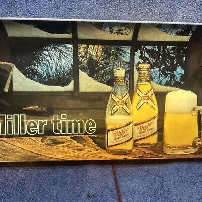 AWESOME MILLER HIGH LIFE BEER CLOCK “IT'S MILLER TIME” CHAMPAGNE