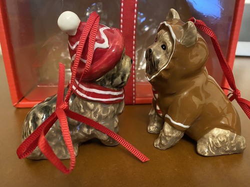 NIB New Blue Sky Clayworks Stoneware Terrier Dog Puppy Christmas ORNAMENTS Set 2 - Picture 8 of 10