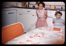 Girls Dresses Kitchen Table Americana 1950s Slide Kodachrome