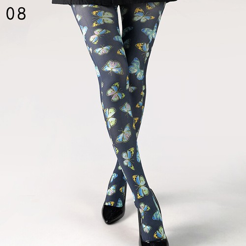 Women Thin Print Pantyhose High Waist Butterfly Sotckings Opaque Stretch Tights - Picture 18 of 28