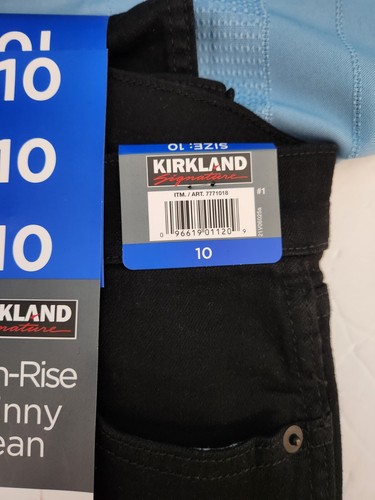 Kirkland Ladies' High-Rise Cotton Skinny Jeans Pants Black Hippy Rock 10 NWT - Picture 3 of 7