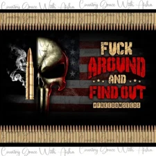 20oz Skinny Tumbler Sublimation Transfer Skull FAFO Ready To Press