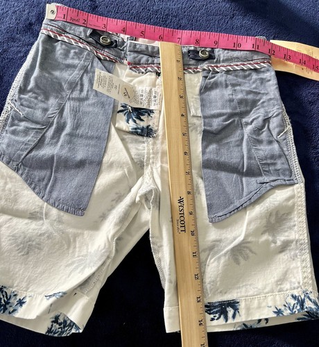 Rosé Pistol Kids White Bermuda shorts 100% Cotton blue palm Trees Prints 7 Y boy - Picture 12 of 17