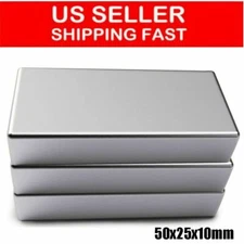 Block Magnets Super Strong N52 Neodymium Rare Earth Large Magnet 2"X1"X0.39" USA
