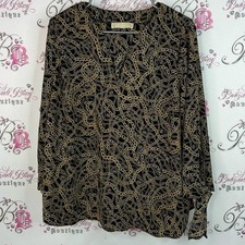 Michael Kors blouse chains &zwj; link chain link Black Gold Chain Print Blouse