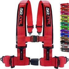 1pc 4 Point Harness For Bucket Seat Push Release- Red New 50 Caliber Racing