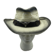 Simplicity Unisex Straw Cowboy Hat Beige Summer Beach Western Style