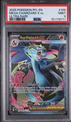 Mega Charizard X ex 109/094 PSA 9 Pokemon 2025 Phantasmal Flames PFL Me02