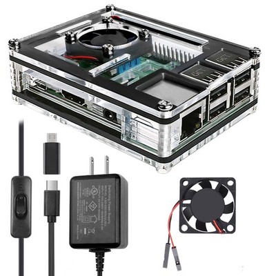 Miuzei Case for Raspberry Pi 3 with Fan Cooling 3B 3 clear white 