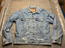 Vtg Levis Denim Flannel Lined Relaxed Trucker Jacket Sz Medium 70518-0350 Worn
