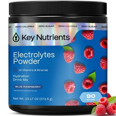 KEY NUTRIENTS Electrolytes Powder - Sugar Free Blue Raspberry, 90 Servings