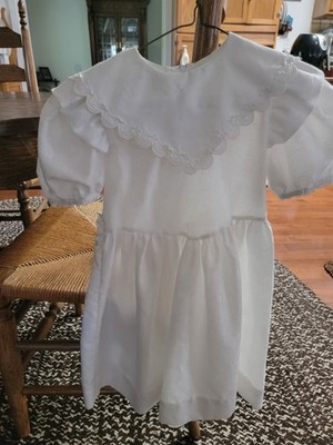 Vintage Emily Brooks White Dress  Short Sleeves Girls Size 6