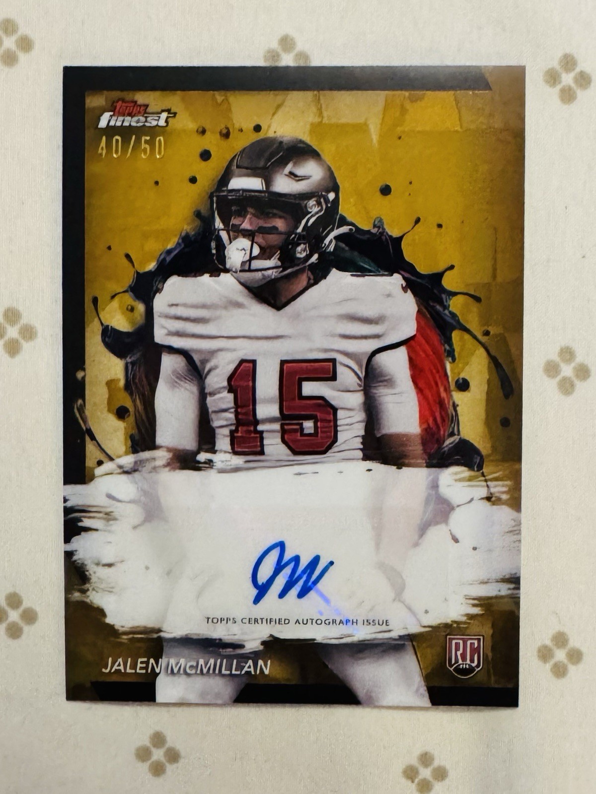Jalen McMillan Topps Finest Rookie Finest Autographs #RFAJM Gold Refractor