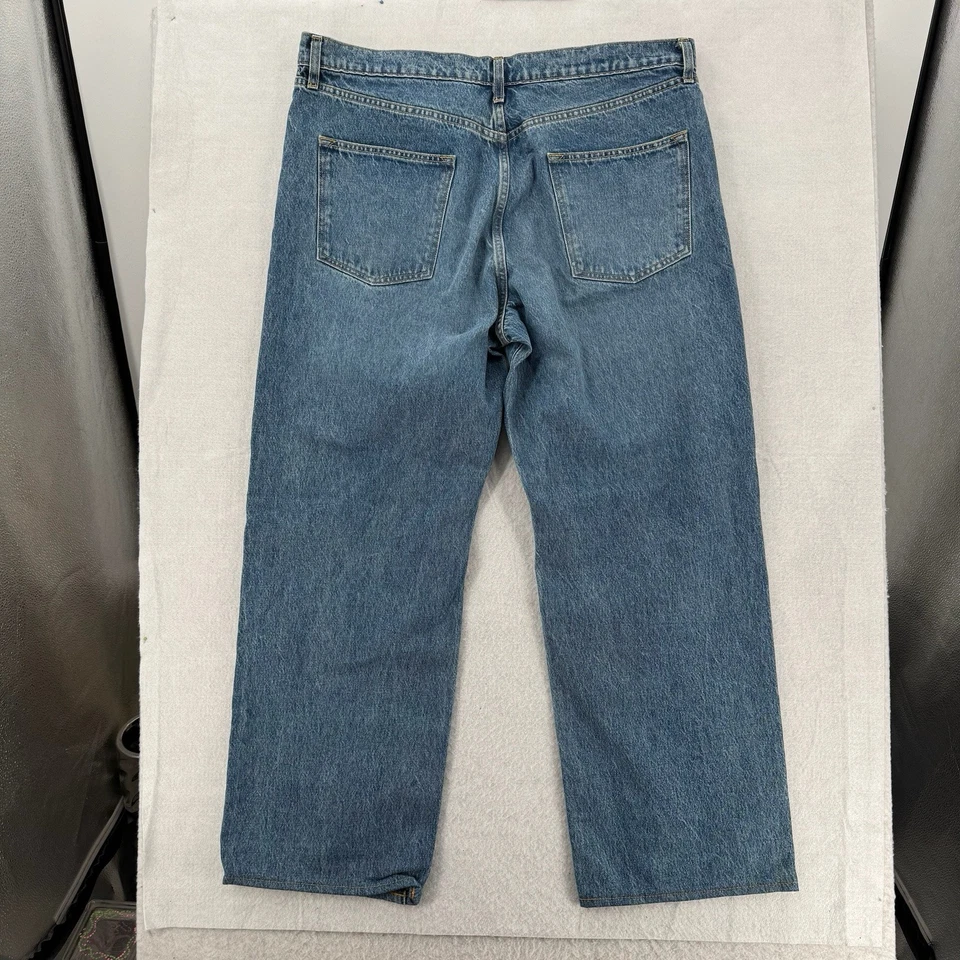 Imogene + Willie Edie Jeans Womens 33 Blue Raw Denim Made in USA 38x30 Wide Leg - Image 2 of 4