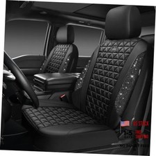 Bling Diamond Leather Car Seat Covers 2 Front Two Front Seats Black Diamond