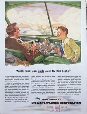 Original 1944 Vintage Print Ad: Instruments by Stewart Warner Corporation