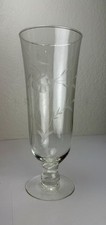 Vintage Tall Etched Crystal Glass Pedestal Vase Floral Design Clear 10" Delicate