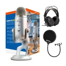 Blue Microphone Yeti USB Mic Headphones Bundle Silver
