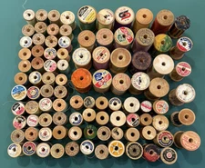 Lot of 95+ Vintage & Antique Wood Wooden Sewing Thread Spools