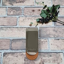 COACH money clip gunmetal light saddle