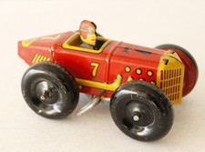 VINTAGE 1930/1940 MARX TIN LITHO WIND UP 7 BOAT TAIL RACE CAR WITH DRIVER 5"