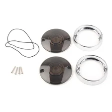 Turn Signal Bezel Gray Len Cover&Trim Rings For Harley Touring Road King 3-1/4"