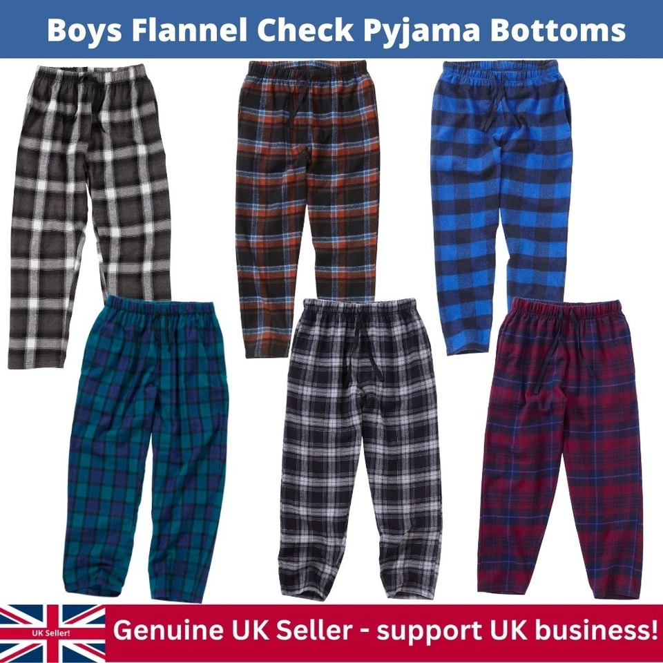 Bedlam ältere Jungen lange flanellkarierte Pyjamaunterteile schlafblau Winter Nachtwäsche